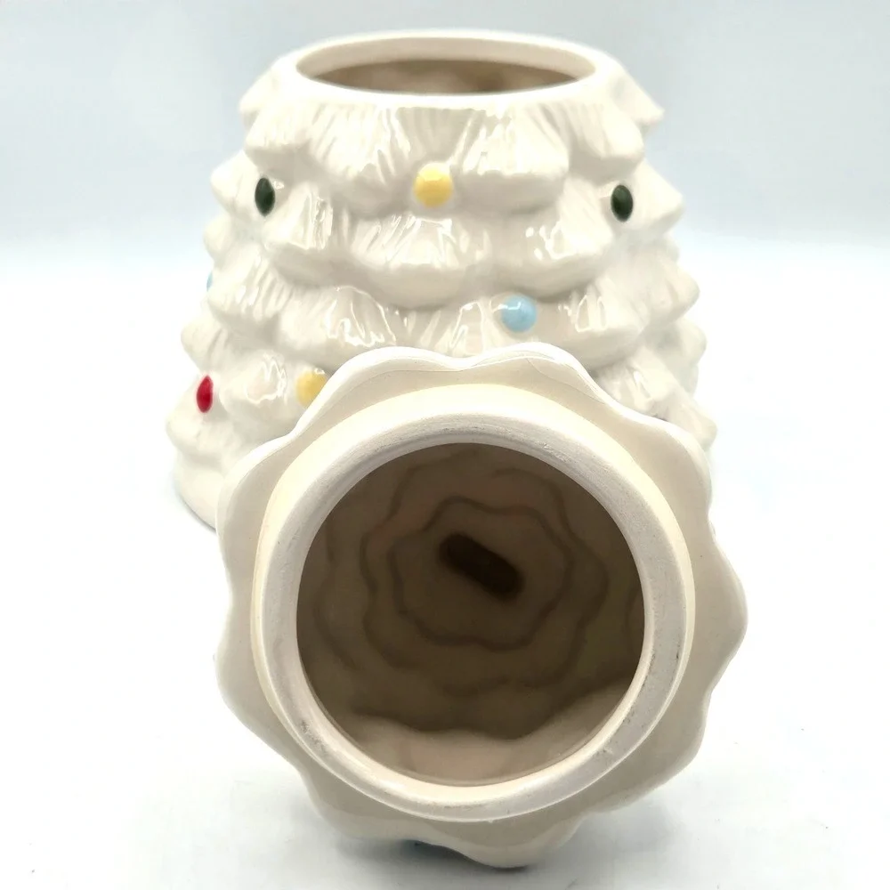 WINTER WONDER LANE WHITE CERAMIC CHRISTMAS TREE‎ COOKIE JAR